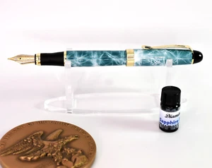 PENNA STILOGRAFICA MALACHITE JINHAO ELITE X450 ACCIAIO CON PENNINO FINE E INCHIOSTRO DIAMANTATO - Foto 1 di 4