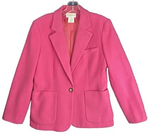 Chadwick’s Women’s Jacket Blazer Pink Barbie Office Wear Double Breasted Wool - Picture 1 of 9