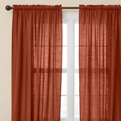 Rust Orange Linen Curtain Two Panel Custom Size Linen Curtain Bohemian Curtains - Image 1 of 3