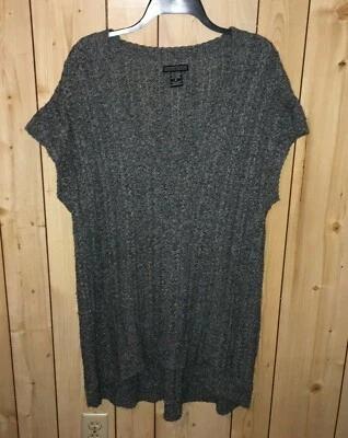 Suéter tejido Lauren Hansen para mujer mezcla de algodón lana XL gris blanco alto bajo Foto 1 de 4