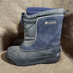 Columbia Bugabarn Too Jr Gray Navy Winter Snow Boots Youth Size 4 - Picture 1 of 8