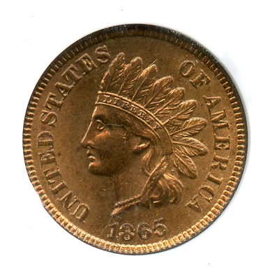 1865 Plain 5 Indian Head Cent, NGC MS65RD****** - Image 1 of 3