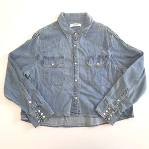 NEUW Women's Denim Jacket Pearl Snap Light Blue Size L / 12 - Picture 1 of 7