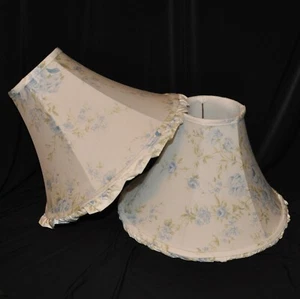 Pair Of Rachel Ashwell Simply Shabby Chic British Rose Lamp Shades Blue & White - Picture 1 of 5