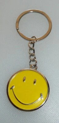 Smile Face Yellow and Chrome Keychain Key Chain High Quality Ships From The USA - Image 1 of 4