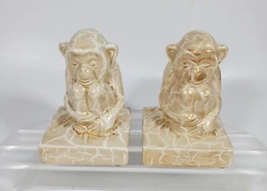 Rookwood Keramik Gold Creme Crackle Affe Briefbeschwerer Buchstützen 1988 - Bild 1 von 11