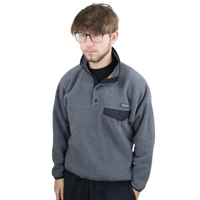 Vtg 90s Patagonia Snap-T Synchilla Fleece Pullover Mens S/XS Gray Black Jacket - Image 1 of 4