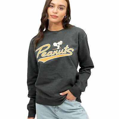 Official Peanuts Ladies Varsity Acid Washed Sweatshirt Black S - XL • 23.99€