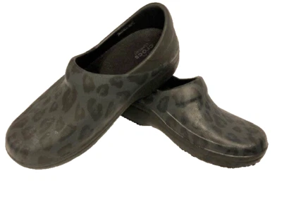 Женские сабо Crocs Neria Pro II черные серые леопардовый принт без шнуровки размер 7 - Изображение 1 из 4