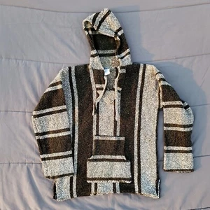 Mexican Poncho Baja Hoodie Surfer Skater Pullover Made in Mexico Unisex Size M - Picture 1 of 4