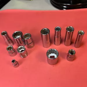 BLACKHAWK & PROTO TOOLS -Lot Of 12 SAE Sockets, Different Drives and Sizes - Picture 1 of 2