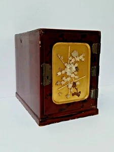 Antique Chinese Japanese Red Lacquer Jewelry Lock Box - Picture 1 of 9