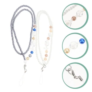 2 Pcs Perlen Telefon Lanyard Handgelenkbänder Telefonkristallbänder - Zdjęcie 1 z 12