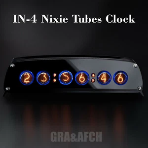 IN-4 Nixie Tubes Clock in Stylish Black Acrylic Case with Sockets 12/24H Temp FC - Picture 1 of 6