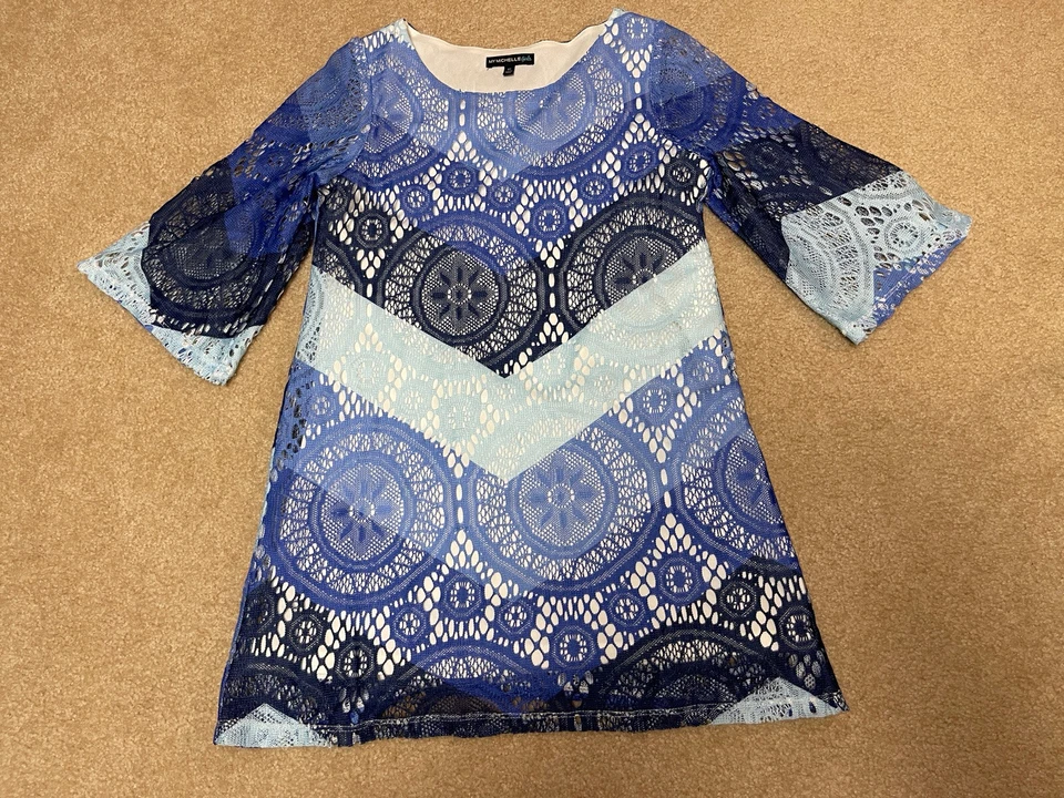 Vestido My Michelle Niñas Talla 12 Azul/Verde Bordado Foto 1 de 4