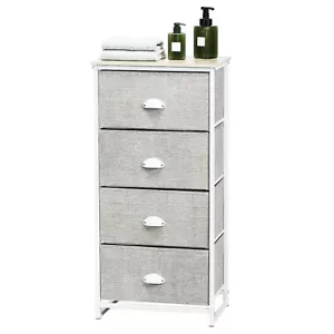 Home Utility Storage Tower Chest Sofa Side Table Display w/4 Fabric Drawers - Picture 1 of 8