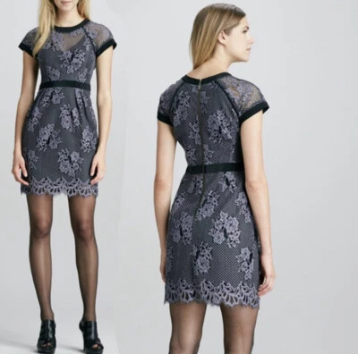 Nanette Lepore Dress 4 Black Purple Lace - Image 1 of 4
