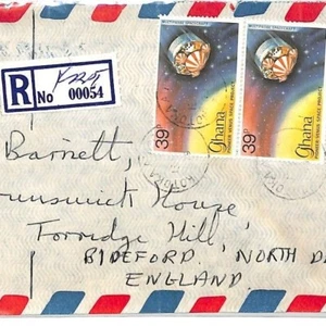 GHANA Cover Kotoka Registered Commercial Air Mail SPACE CHAMELEON 1979 CF41 - Picture 1 of 3