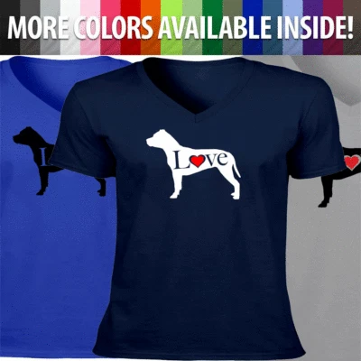 Love Bull Terrier Pit Dog Hombres Cuello en V Camiseta Gráfica Pit Bulldog Terrie Foto 1 de 4