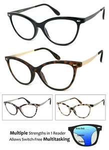 Gafas de lectura progresivas ojo de gato 3 fortalezas en 1 lector lectores de enfoque múltiple - Imagen 1 de 9
