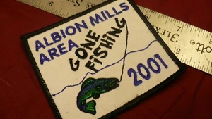 Albion Mills Gone fishing 2001 embroidered patch 3.25" X 3.75" flash (Ontario) - Picture 1 of 2