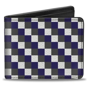 Bi-Fold Wallet Checker Gray/Purple/White - Picture 1 of 8