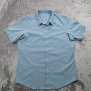 Lululemon Airing Easy Shirt Mens XL Blue Short Sleeve Button Up Quick Dry Casual - Picture 1 of 12