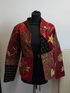 Indigo Moon Kimono Style Beaded, Embroidered Sequin Red Black Jacket XS - Picture 1 of 11