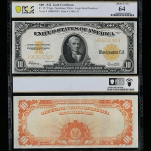 SC 1922 $10 Gold Certificate Fr.1173 PCGS 64 Large Size Strong Eye Appeal (391) - Picture 1 of 4