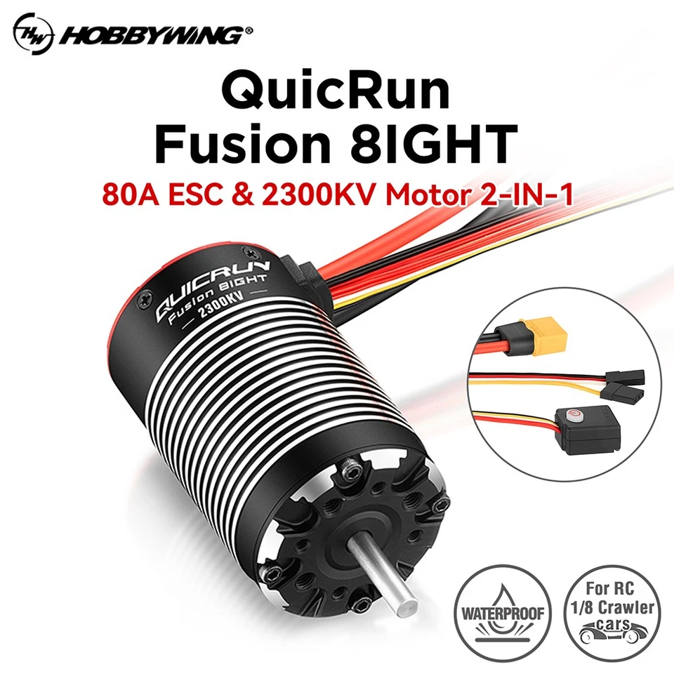 HOBBYWING QuicRun Fusion 8lGHT 2in1 Brushless Motor 80A ESC For RC 1/8 Car - Image 1 of 4