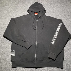 Vtg Little Devil Hoodie Mens XL Black BMX Full Zip Sweatshirt Made USA 90s - Picture 1 of 12