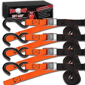 Progrip Powersports Motorcycle Soft Loop Tie Down Straps Lab Tested (4 Pack) - Picture 1 of 12