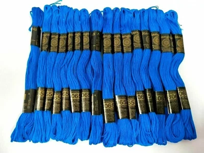 Rangoli Threads Stranded Cotton Thread Cross Stitch Floss Hand Embroidery Blue - Image 1 of 3