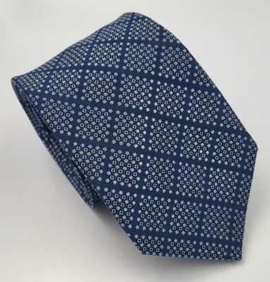 Corbata de seda John W. Nordstrom azul gris a cuadros geométrica Italia delgada 58 x 3 Foto 1 de 4