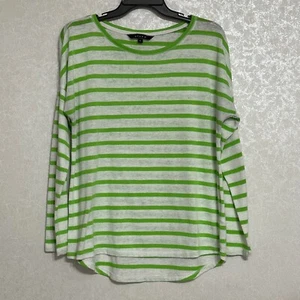 Kiara apfelgrün-weiß gestreiftes Langarmshirt leichtes Strickshirt Gr. L - Bild 1 von 5