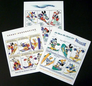 ST VINCENT MICKEY'S 70TH ANV STAMP SHEETS 1999 mnh SNOW FUN WINTER SPORTS DISNEY - Picture 1 of 5