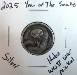 HOBO 2025 Year Of The Snake Made From A REAL WWII Silver Nickel SIGNED - Picture 1 of 2