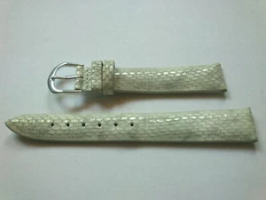 16mm Correa Reloj Cuero Gris Blanco Serpiente Acero Inoxidable Hebilla - Imagen 1 de 2