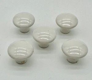 Vintage Porcelain Dresser Ceramic Kitchen Knobs Pulls White Distressed w/screws - Picture 1 of 4