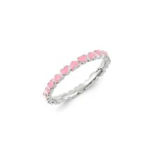 Sterling Silver Stackable Expressions Pink Enameled Ring