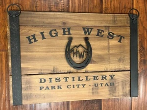 NEW IN BOX-High West Distillery. Park City, Utah. Wooden Bar Sign.Whiskey.Nice! - Picture 1 of 5