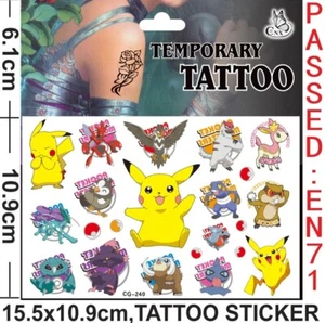 1x Confezione Tatuaggi Temporanei Tema POKEMON Ragazzi Ragazze Bottino Sacchetto Riempitivo Bomboniere ⭐️ - Foto 1 di 4