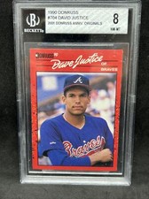1990 DAVE JUSTICE DONRUSS Anniversary Originals #704 BGS 8 NM MT RC Braves