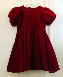 Vintage Next Red Christmas Formal Dress Girls Size 6/7 Puffy Short Sleeves - Picture 1 of 3