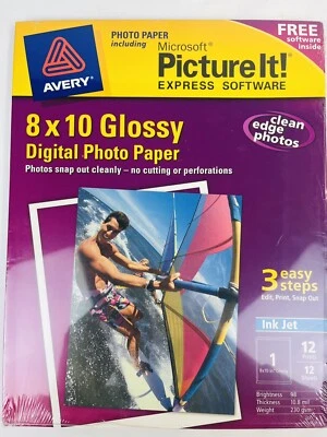  AVERY Digital Photo Paper 8" x 10" Glossy 12 Prints w/ FREE Microsoft Software - Image 1 of 2