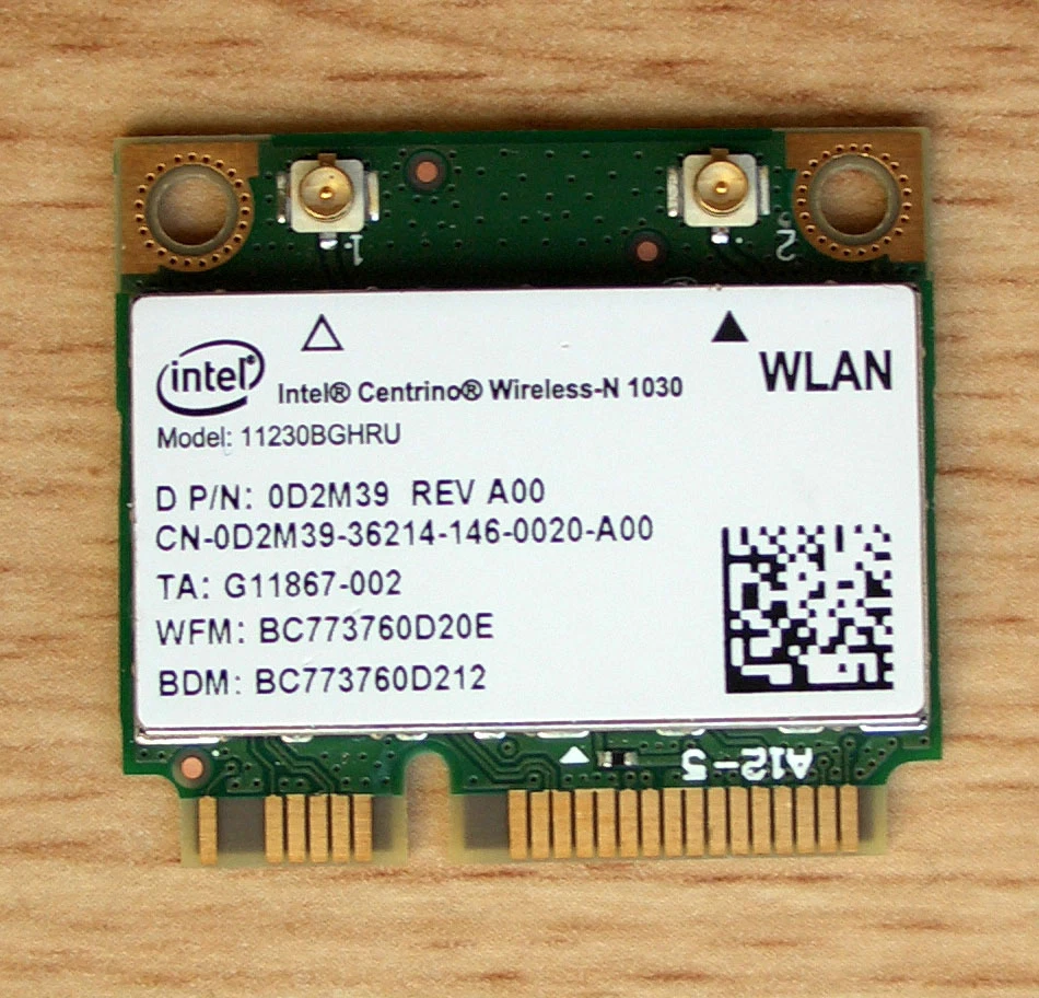 Intel Centrino Wireless-N1030 Model11230BGHRU  Bluetooth 3.0 802.11b/g/n 0D2M39 - Bild 1 von 1