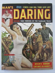 Man's Daring Magazine v.3 #3, Jan. 1962 FN GGA Baboon Attack Cover! - Picture 1 of 6