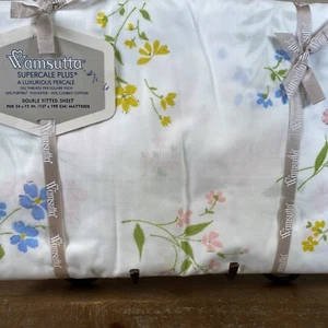 Vintage Wamsutta Supercale Plus FANTASY Foglio Doppia Fissatura Percalle 54""x75"" Floreale - Foto 1 di 7
