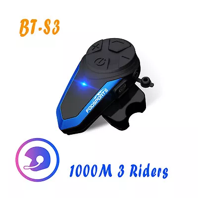 3 Riders Helmet Communication System 1KM Motorcycle Intercom Headset Bluetooth - Image 1 of 4