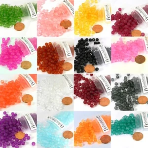 20 Matt Mattiert Transluzent 6 mm x 5 mm Rund Glas Schmuck Perlen mit 1,2 mm Loch - Bild 1 von 17